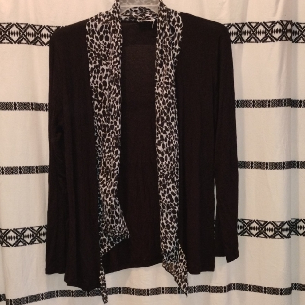 Lavish Black and White Cardigan Sweater